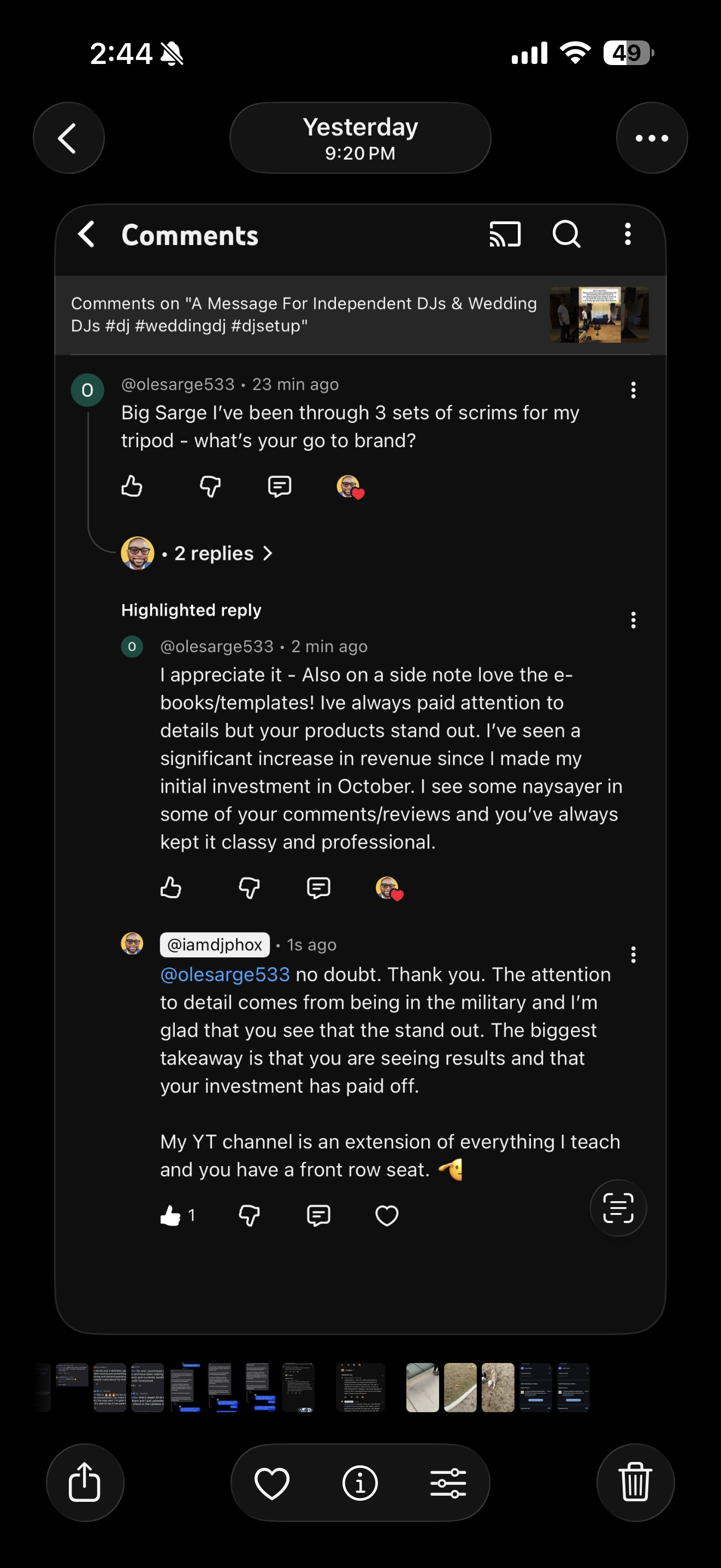 DJ testimonial screenshot