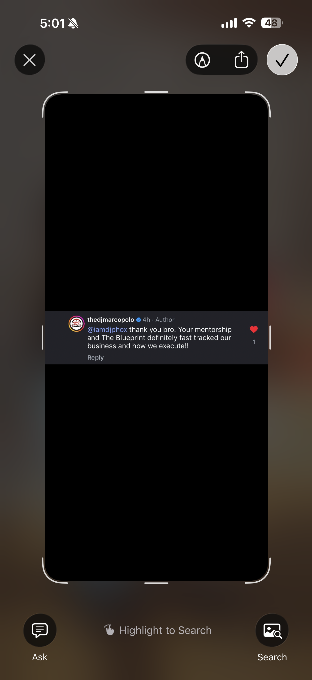 DJ testimonial screenshot